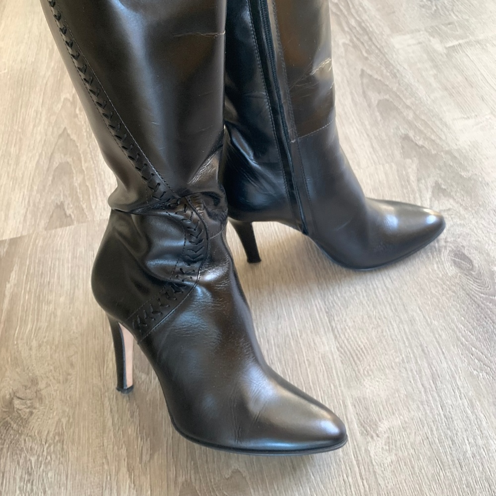 L. K. Bennett Black Leather Knee Boots - Picture 6 of 8